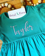 Load image into Gallery viewer, Toddler Short Sleeve Ruffle Dress with Name or Monogram