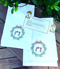 Load image into Gallery viewer, Joy Wreath Tea Towel (Option to Personalize)