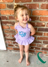 Load image into Gallery viewer, Seersucker Ruffle Swimsuit