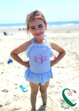 Load image into Gallery viewer, Seersucker Ruffle Swimsuit