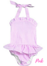 Load image into Gallery viewer, Seersucker Ruffle Swimsuit