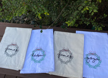 Load image into Gallery viewer, Joy Wreath Tea Towel (Option to Personalize)