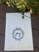 Load image into Gallery viewer, Joy Wreath Tea Towel (Option to Personalize)