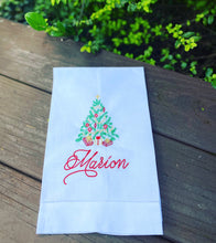 Load image into Gallery viewer, Christmas Tree Linen Tea Towel