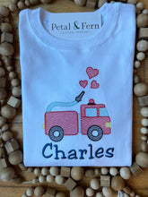 Load image into Gallery viewer, Firetruck Valentine (Long sleeve or Short sleeve)