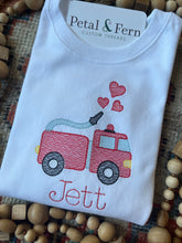 Load image into Gallery viewer, Firetruck Valentine (Long sleeve or Short sleeve)