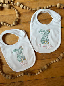Bib & Burp Cloth with Herend Bunny (Sold Individually or as a Set)
