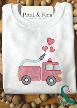 Load image into Gallery viewer, Firetruck Valentine (Long sleeve or Short sleeve)