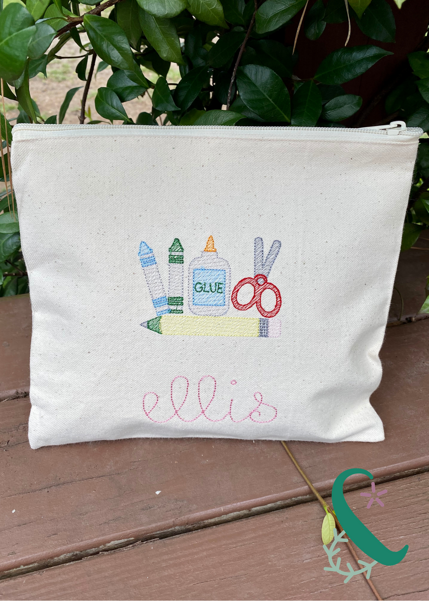 School Supply Bag (or Teacher Gift!) Petal & Fern Custom Threads