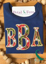 Load image into Gallery viewer, Applique Monogram in Christmas Plaid
