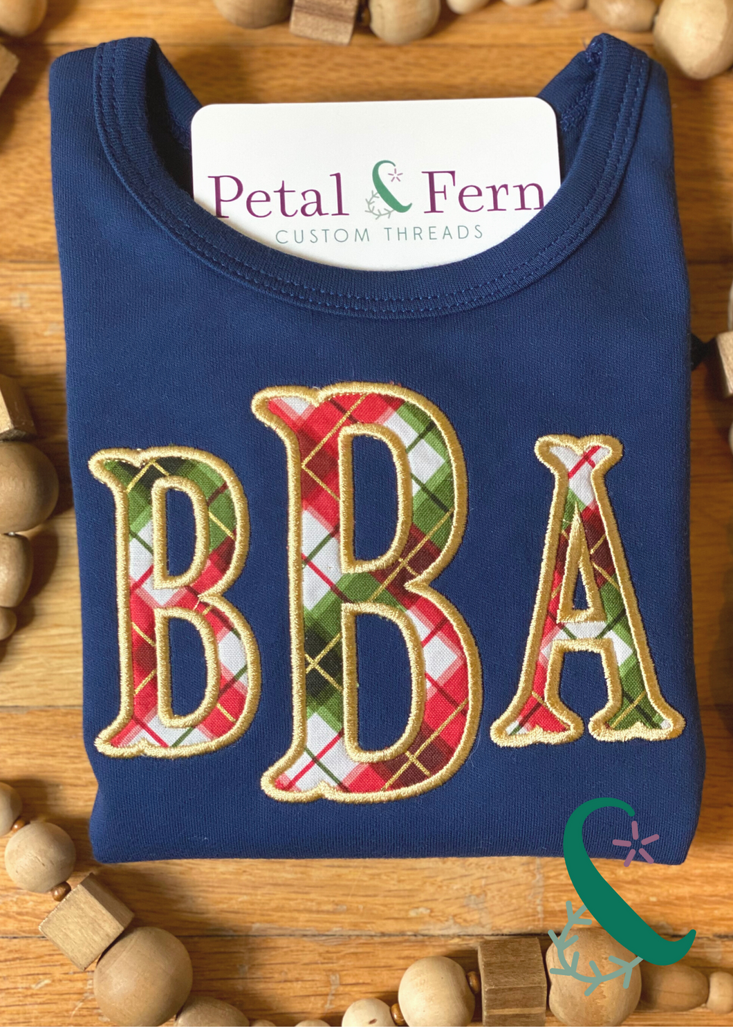 Applique Monogram in Christmas Plaid