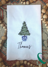 Load image into Gallery viewer, Chinoiserie Christmas Tree on Scalloped Tea Towel
