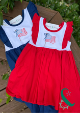 Load image into Gallery viewer, American Flag Ruffle Twirl Dress
