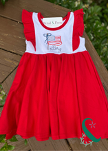 Load image into Gallery viewer, American Flag Ruffle Twirl Dress
