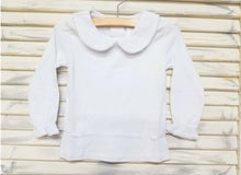 Load image into Gallery viewer, Girls Peter Pan Collar Shirt with Crochet Detail (Short Sleeve OR Long Sleeve)
