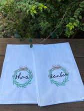 Load image into Gallery viewer, Joy Wreath Tea Towel (Option to Personalize)
