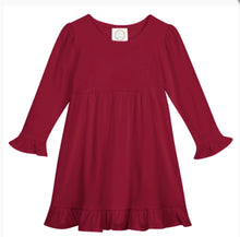 Load image into Gallery viewer, Girls Long Sleeve Ruffle Dress with Christmas Tree Applique
