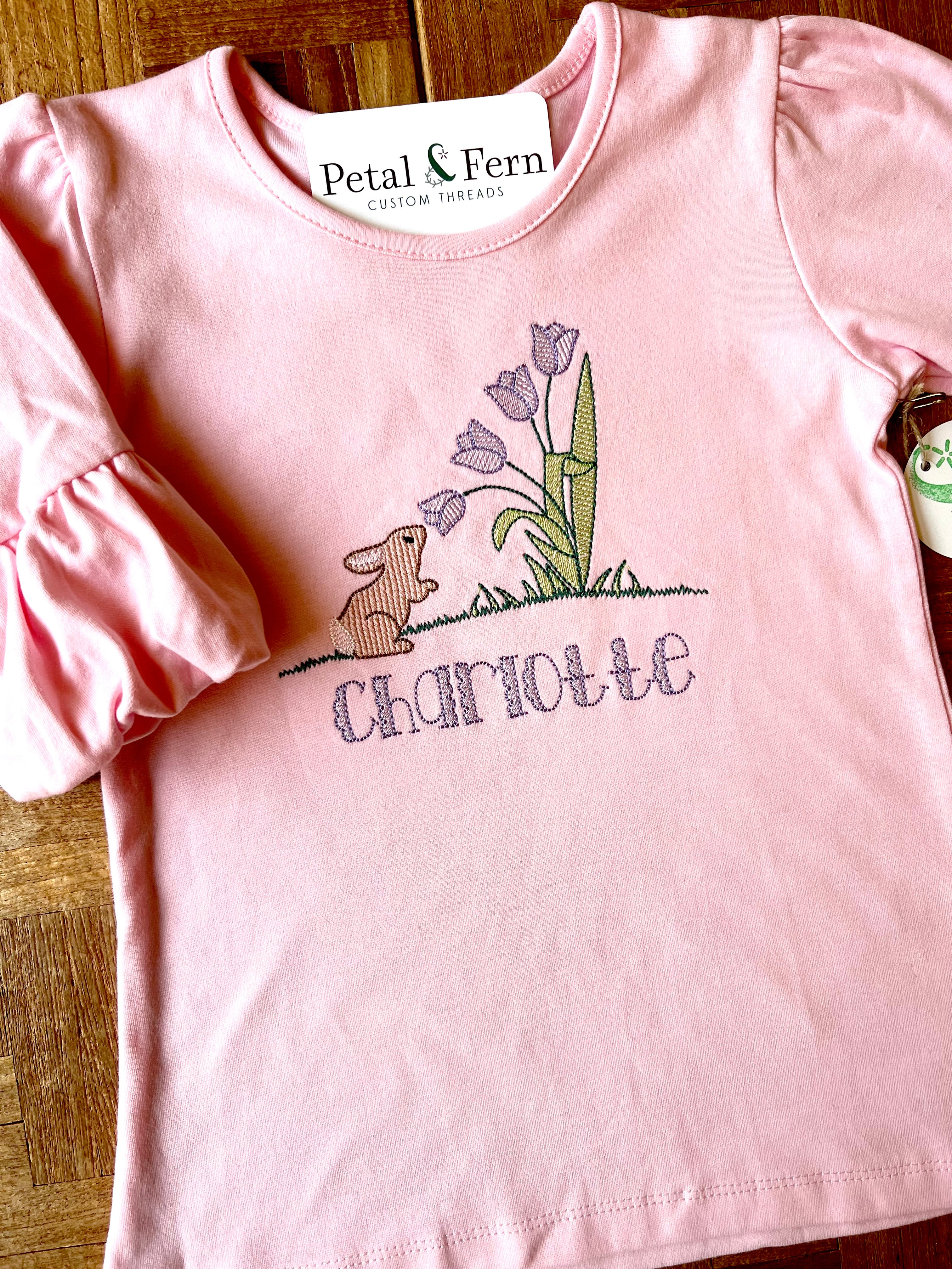Bunny & Tulips 3/4 Bubble Sleeve Tunic – Petal & Fern Custom