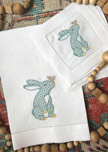 Herend Bunny Tea Towel (Option to Personalize)