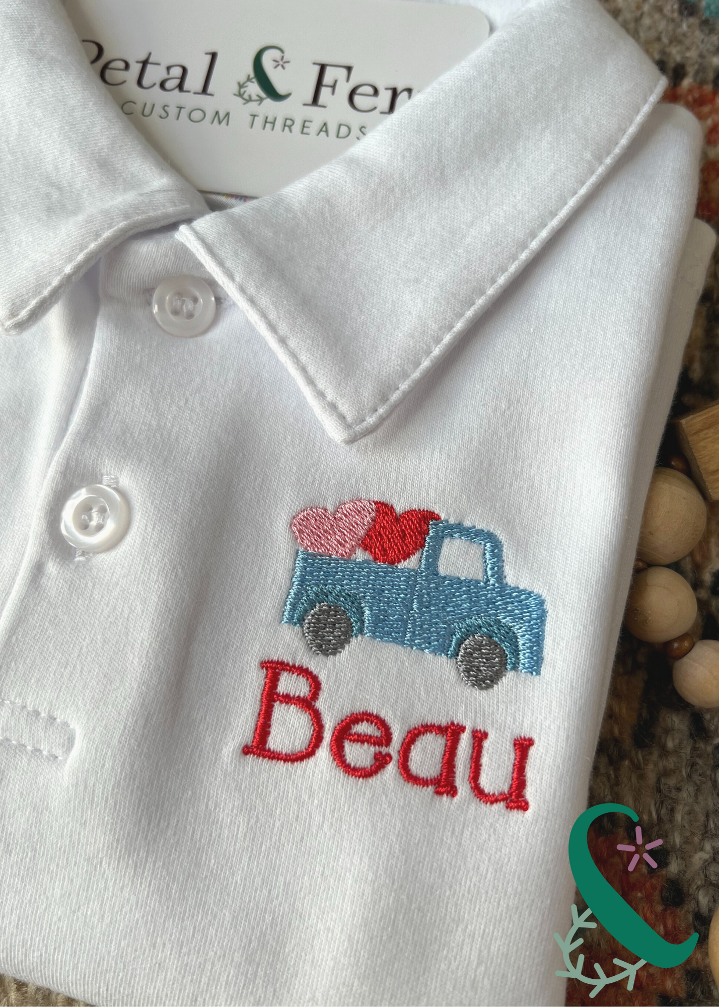Collared Polo Shirt with Left Chest Monogram (Long Sleeve or Short Sle –  Petal & Fern Custom Threads
