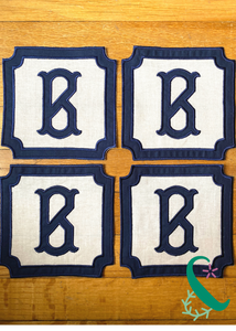 Applique Framed Initial Cocktail Napkins