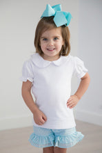 Load image into Gallery viewer, Girls Peter Pan Collar Shirt with Crochet Detail (Short Sleeve OR Long Sleeve)
